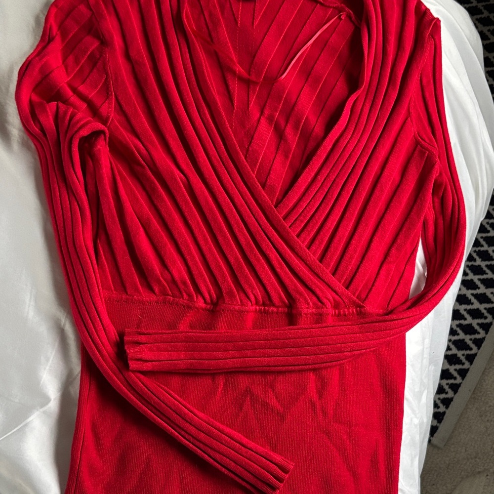 INC International Concepts Vibrant Red Knit Top